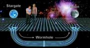 Diagram to illustrate the concept of how a Stargate creates a passage to the Moon, seen in "Stargate SG-1: True Science".